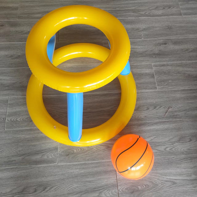 Inflatable Basketball Hoop for Pool Games Outdoors - Yellow no printing basketball stand +1 ball - pool toy