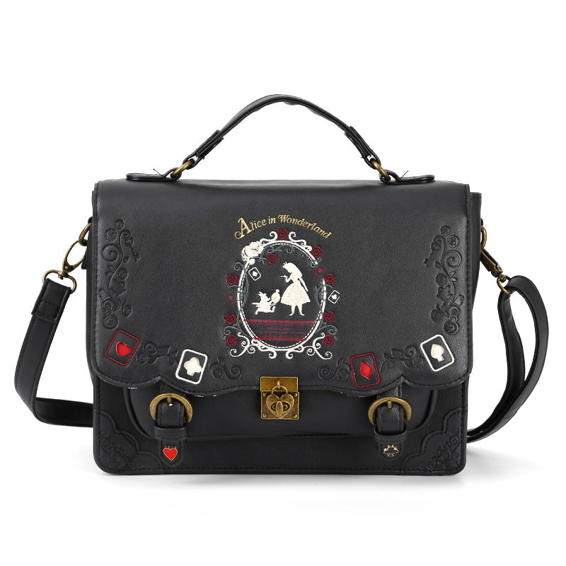 Alice in Wonderland Poker Silhouette Womens Shoulder Bag - - handbag