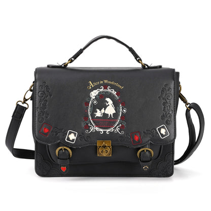 Alice in Wonderland Poker Silhouette Womens Shoulder Bag - - handbag