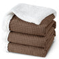 PHF Cocoa Brown Reversible Waffle Sherpa Blanket Queen Size - Cocoa Brown Queen(90"x90") - blanket