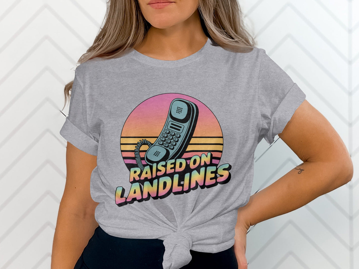 Raised on Landlines Retro Style Phone Design T-Shirt - - T-Shirt