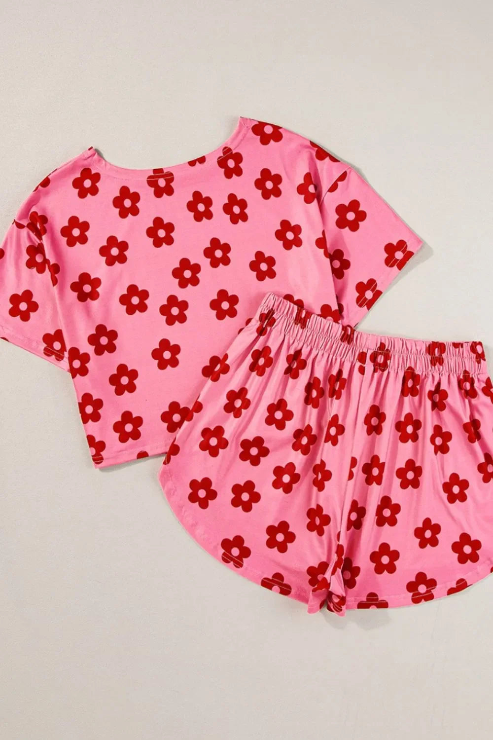 Floral Cropped Tee and Shorts Lounge Set- Shopimist- {{Product type}}
