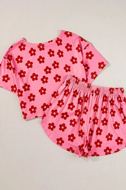 Floral Cropped Tee and Shorts Lounge Set- Shopimist- {{Product type}}