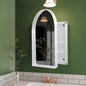 Vaulted Recessed Metal Frame Bathroom Wall Cabinet With Mirror And Adjustable Shelf - White - wall shelf