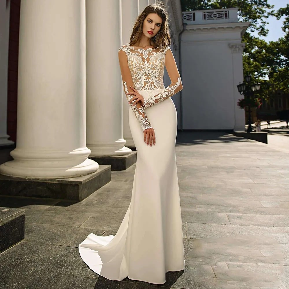 Elegant Mermaid Lace Bridal Gown - -