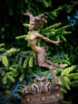 Faun Statue, Hand Painted Resin Sculpture | Mythical Forest Creature Figurine | Woodland Female Satyr Statue for Fantasy Art Decor - -