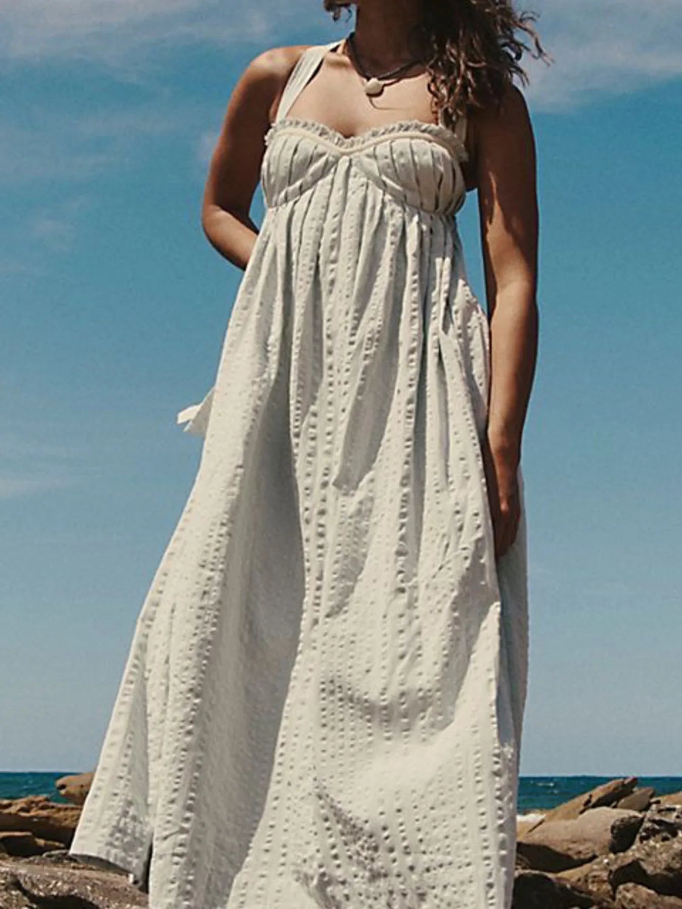 Sweetheart Neck Midi Dress - -