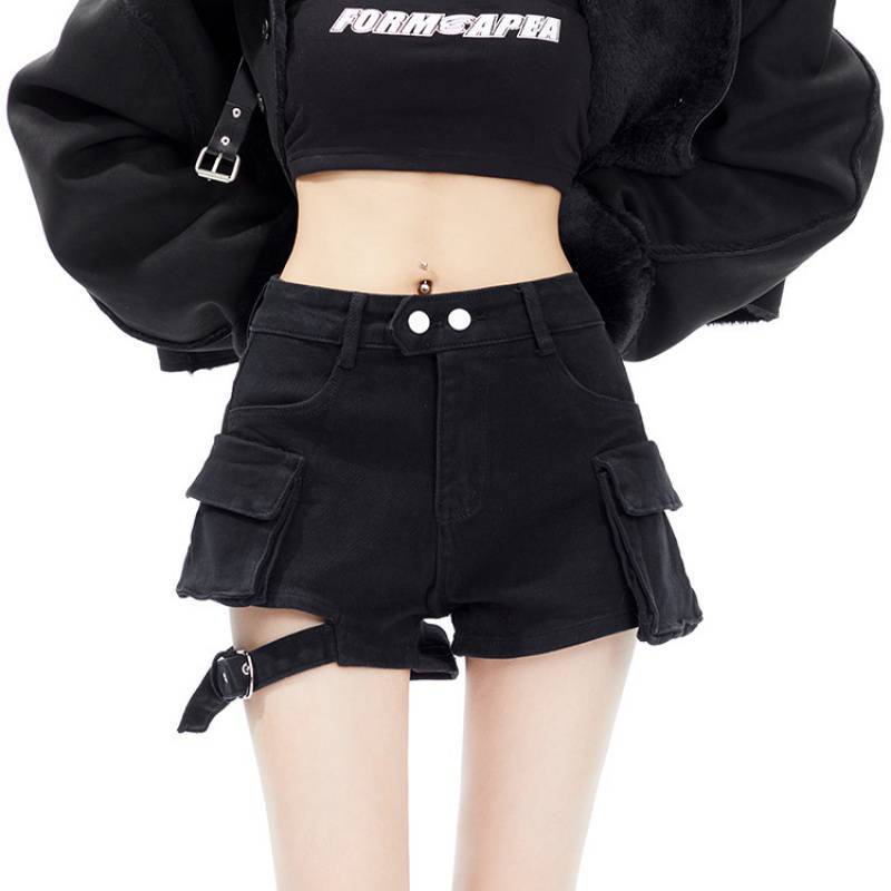 Fashionable American Retro Shorts for Women - Black 2XL - shorts