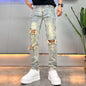 Trendy Distressed Denim Pants - - jeans