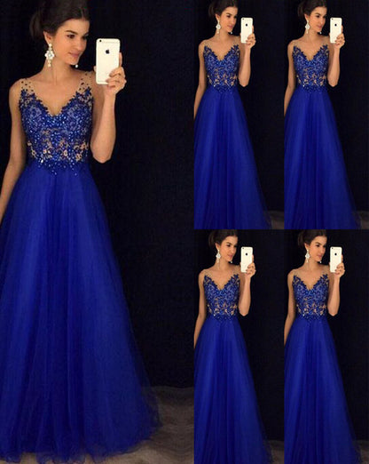 Sophisticated Blue Maxi Gown - Special Occasion Wear - - dress
