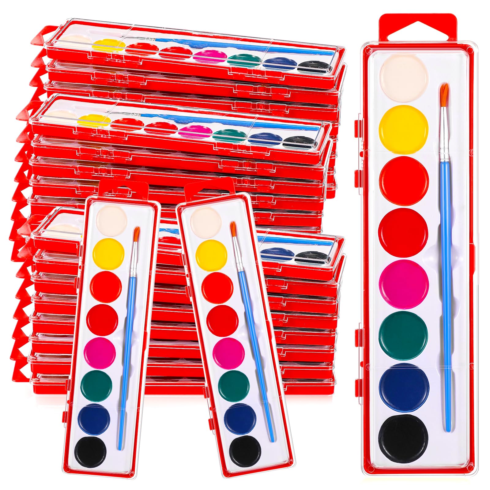 Watersay 24pk Washable Watercolor Set - 8 Colors with Brushes - Red - watercolors