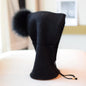 Cozy Rabbit Fur Winter Beanie - Black Average Size - hat