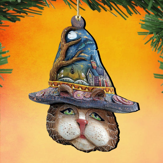 Halloween Eve Cat Wooden Ornaments by G. DeBrekht - - Wooden Ornaments