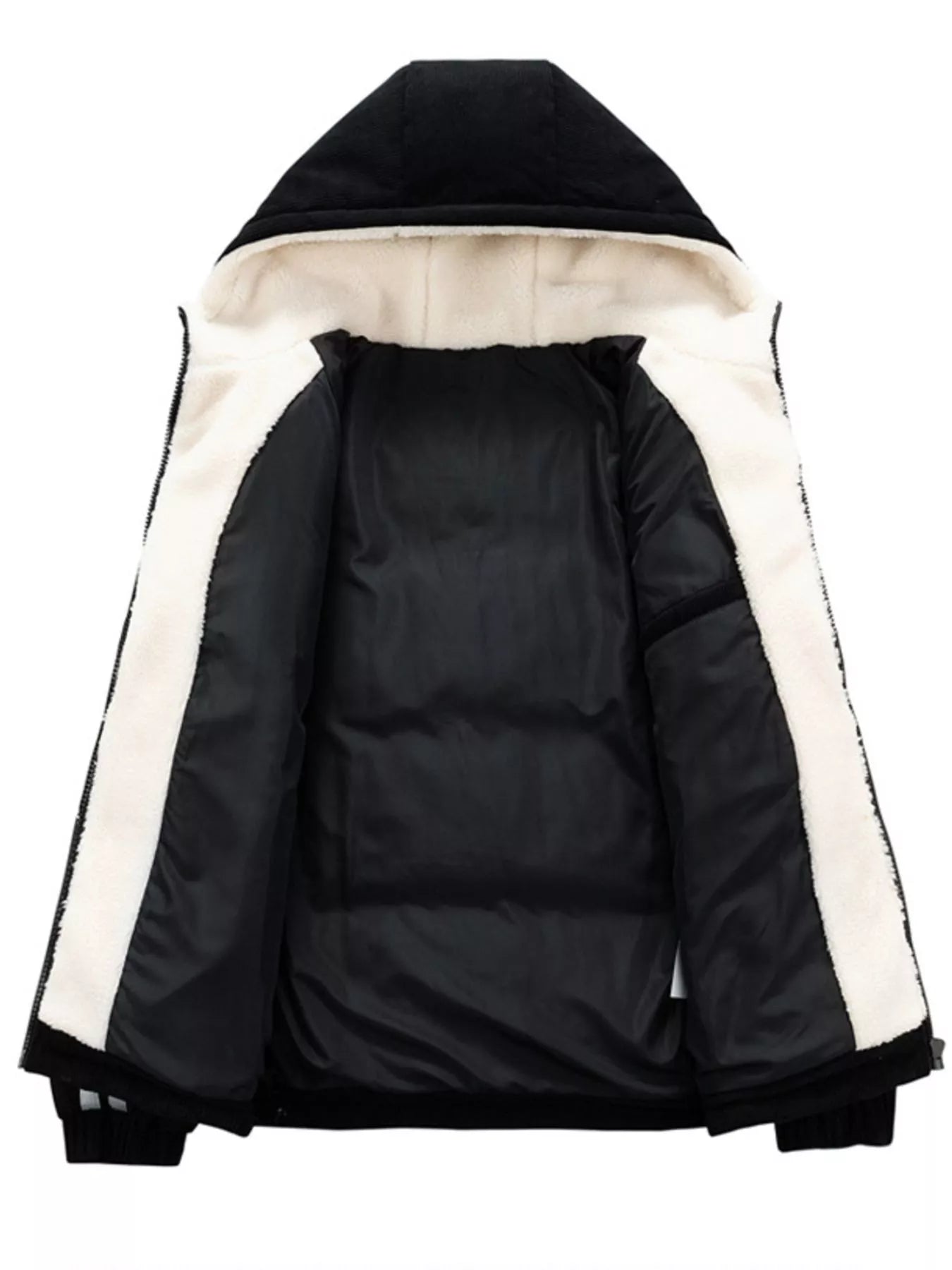 Men's Plus Size Hooded Zip Up Padded Jacket - -