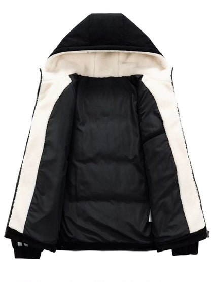 Men's Plus Size Hooded Zip Up Padded Jacket - -
