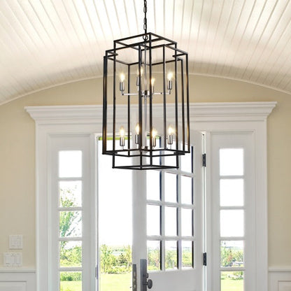 8-Light Industrial Tiered Chandelier - - ceiling light
