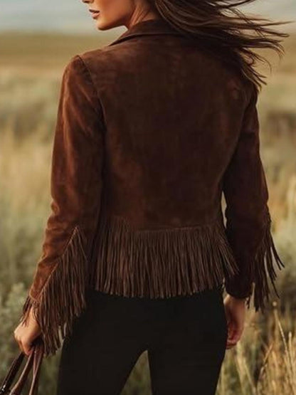 Vintage Suede Fringe Western Jacket- Shopimist- {{Product type}}