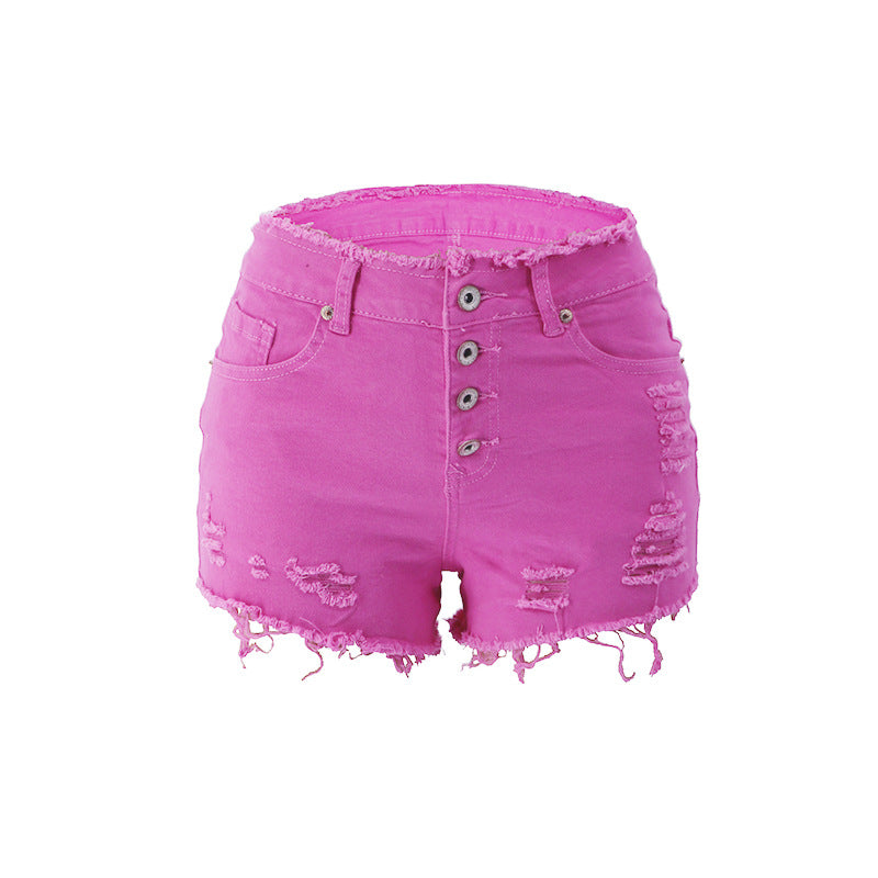 Fringe Womens Shorts with Buttons - Pink XL - shorts