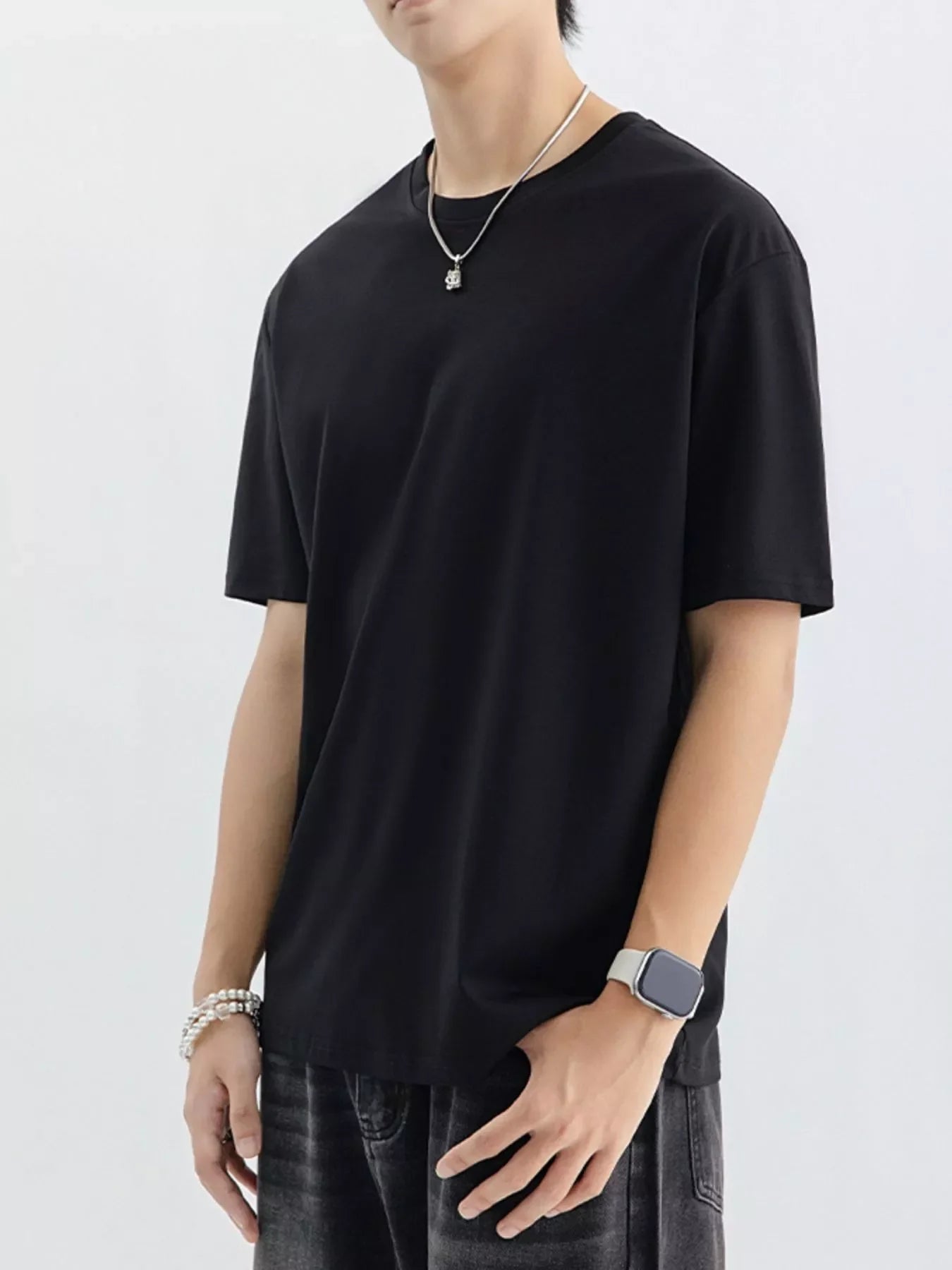 Men's Plus Size Casual Solid Color T-Shirt - -