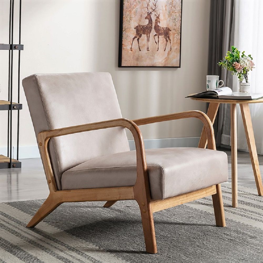 Classic Mid-Century Modern Accent Chairs, Open Framed Armchair With Cushioning- Unique Piece Furniture- {{Product type}}