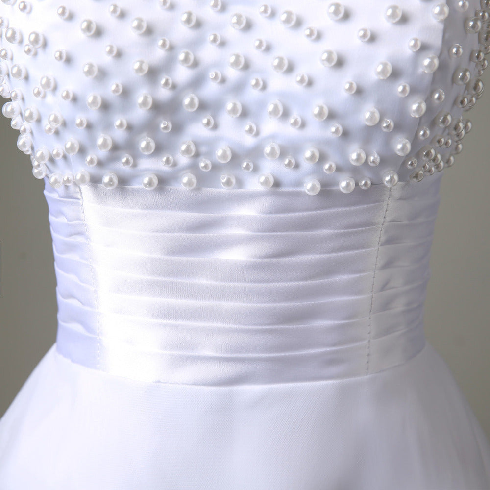 Ivory Short Lace Wedding Dress - -