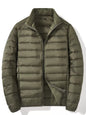 Men's Plus Size Lightweight Zip Up Puffer Jacket - Army Green -