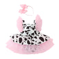 Cute Cow Print Tulle Tutu Gown and Headband Set - Pink 90cm - dress