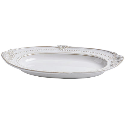 Relief Ceramic Tableware Rice Bowl and Plate Set - Oval plate 28.1cm - plate set