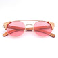 Bamboo Custom Retro Round Frame Sunglasses - Beech interlayer-translucent pink - sunglasses