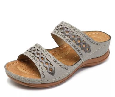 Open Toe Vintage Sandals - Grey 37 - sandals