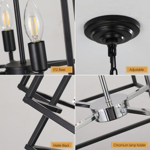 8-Light Industrial Tiered Chandelier - - ceiling light