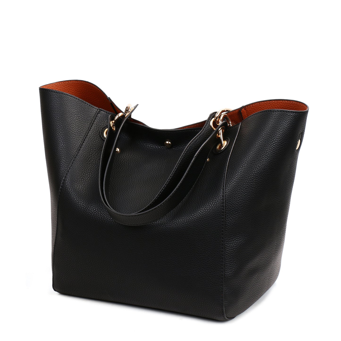 Vintage Womens Bucket Handbag Set - Black - handbag