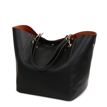 Vintage Womens Bucket Handbag Set - Black - handbag