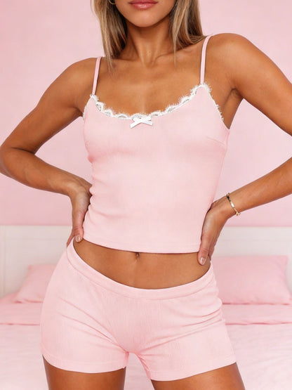 Contrast Trim Cami and Shorts Set- Shopimist- {{Product type}}
