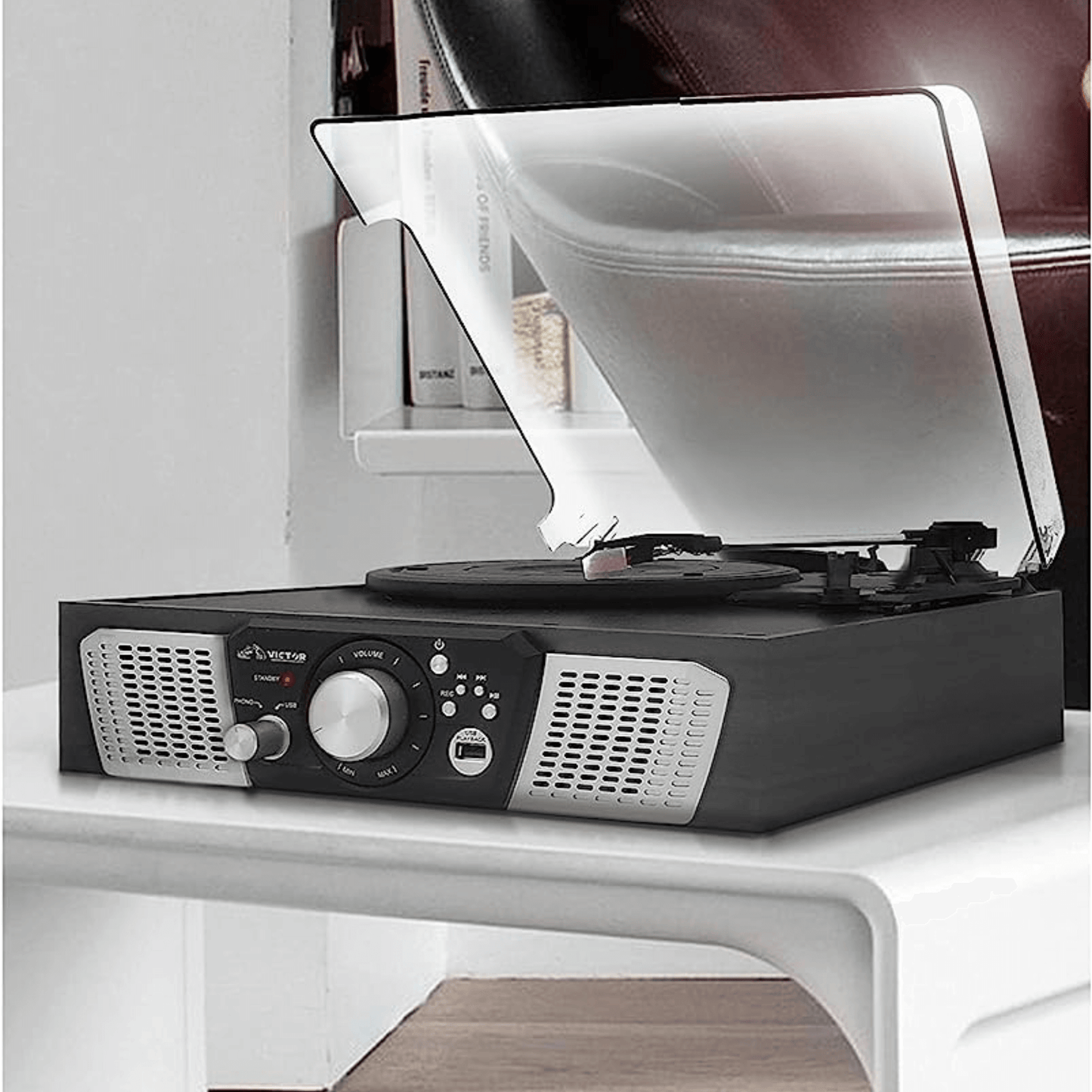 Victor Lakeshore 5-in-1 Hybrid BT Turntable System Black - Refurbished- Jupiter Gear Home- {{Product type}}