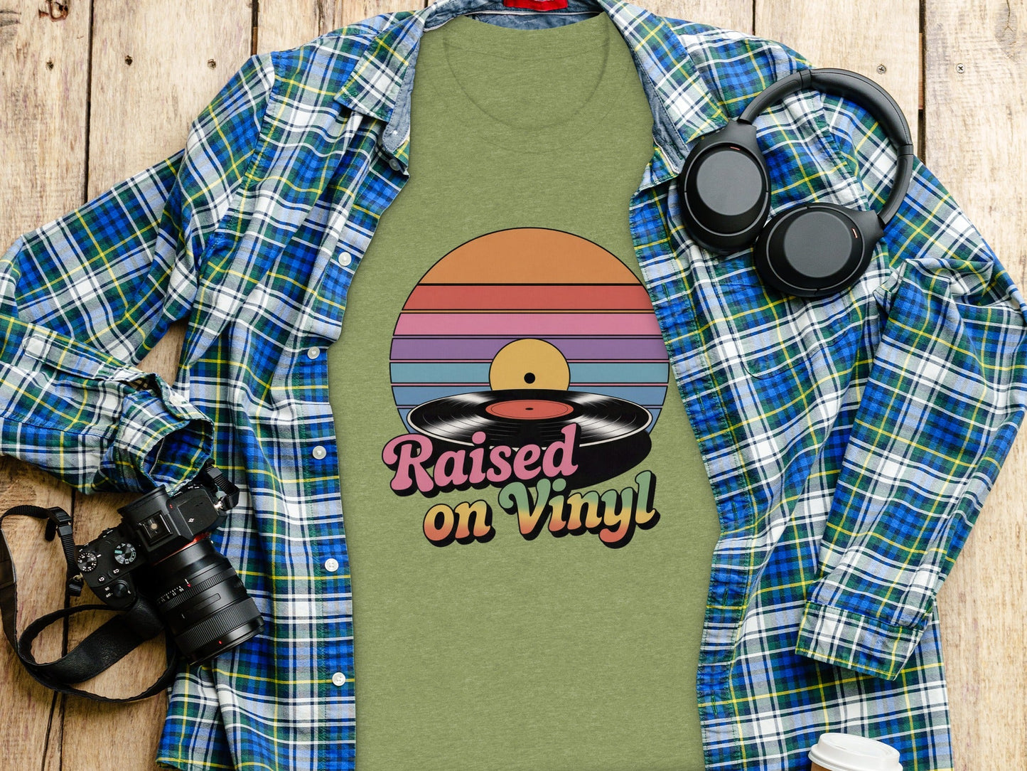 Raised On Vinyl Vintage Retro Style Design Graphic T-Shirt- Cloud 16 Clothing Co.- {{Product type}}