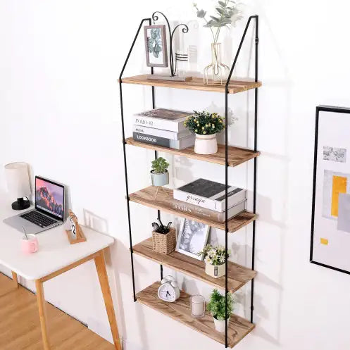 Wall Mounted Floating Shelves with Metal Brackets - - Shelf