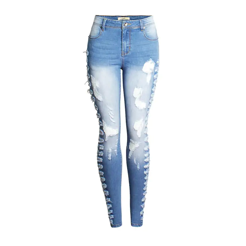 Womens Slim Fit Ripped Stretch Jeans - - jeans