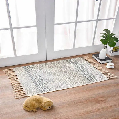 Nordic Style Cotton Linen Area Rug for Home Entrance Kia Day Design