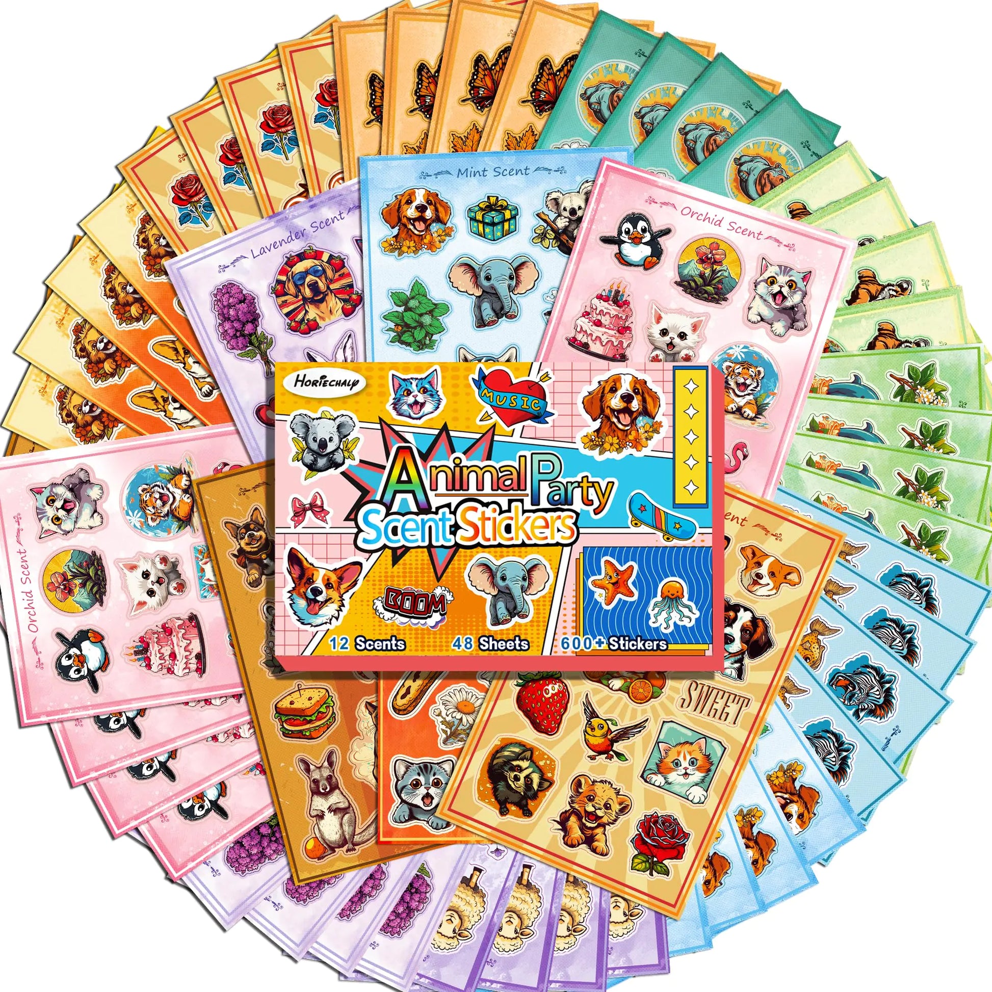 HORIECHALY Scratch and Sniff Spring Scented Stickers with 12 Scents - Animal stickers - stickers