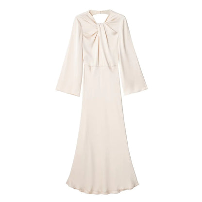 Spring Design Silk Satin Texture Dress