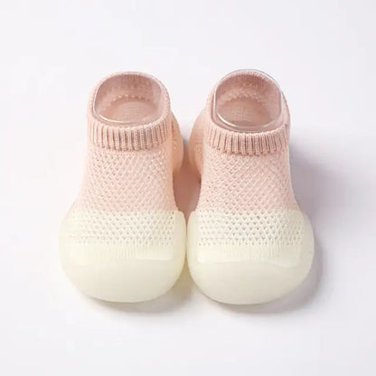 First Walker Kids Soft Rubber Sole Baby Shoe light pink white 6-12 Months