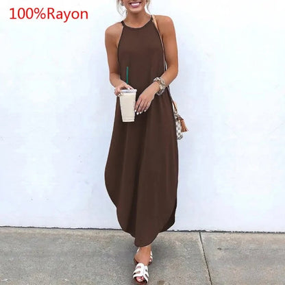Sleeveless Summer Long Dresses - Kia Day Design
