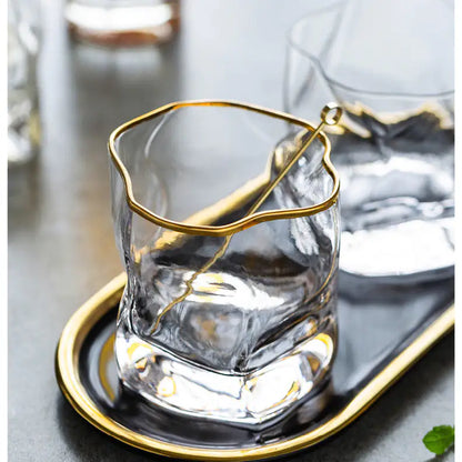 Unique Irregular-Shaped Whiskey Glass gold