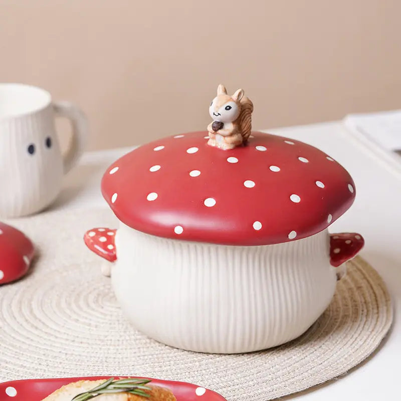 Nordic Style High Color Ceramic Red Mushroom Tableware Cup