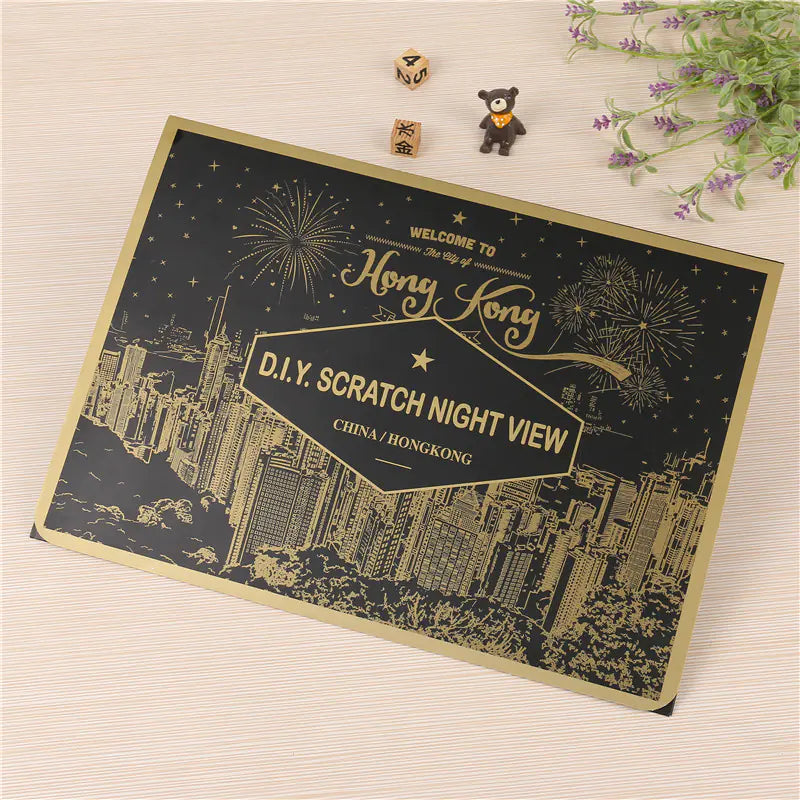 Gold Scratch Art, Egyptian Scratch Art, NYC Scratch Art