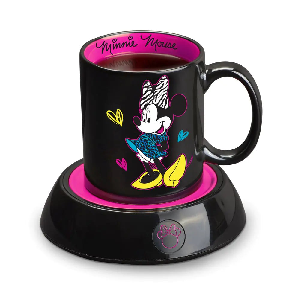 Disney Minnie Mouse Mug Warmer with Mug by Select Brands - Disney Kitchen Accessories for Fans - Minnie Mouse Mug & Coffee Warmer Plate - Gifts for Disney Lovers - 12 Oz Mug