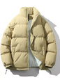 Men's Full Size Padded Zip Up Puffer Jacket Plus Size - Tan -