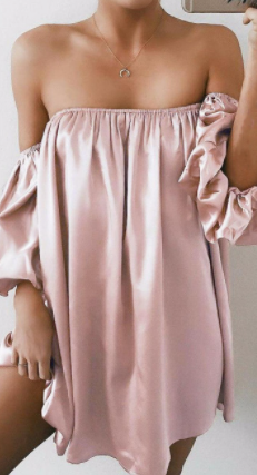 New Womens Off-Shoulder Loose Casual Dress - - dress