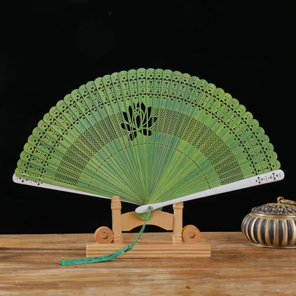New Chinese Super Fairy Lotus Small Fan Hanfu Qipao Women's Hollow Fan Wedding Photography Props Folding Fan - K8 - Fans